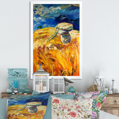 Champ de blé coloré - œuvre d'art traditionnelle sur toile