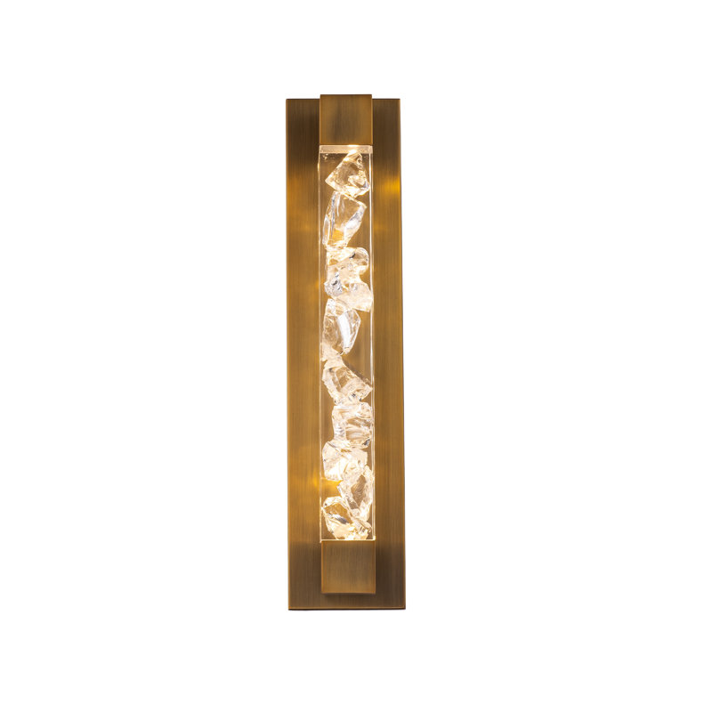 Aged Brass Dimmable LED Vanity Bath Light with Acrylic Shades