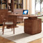 Bureau rectangulaire à 3 tiroirs en bois massif brun noisette