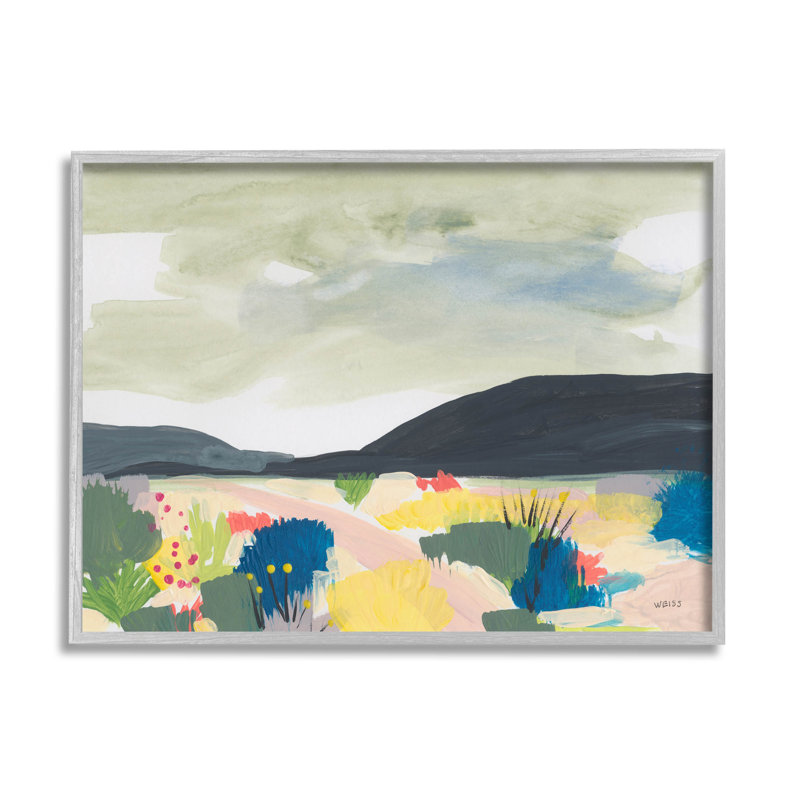 Paysage de prairie de montagne, horizon, estampe numérique par Jan Weiss, H 24 po x l 30 po x P 1,5 po