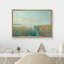 «Coastal Beach» serein pastel sarcelle lac roseaux illustrations moderne très grande impression sur toile-108480954-108480959-111666162