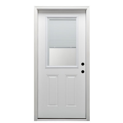 1/2-Lite 2-Panel Internal Blinds Primed Fiberglass Prehung Front Entry Door
