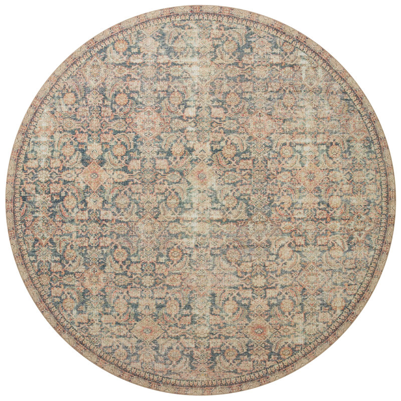 Tapis bleu marine / multicolore Angela Rose x Loloi Aubrey, Rond 5 pi