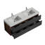 Meuble-lavabo 60 po avec lavabo à surface solide blanc brillant et tiroirs noirs doux, meuble-lavabo mural flottant, lavabo une pièce blanc brillant, meuble-lavabo pré-assemblé