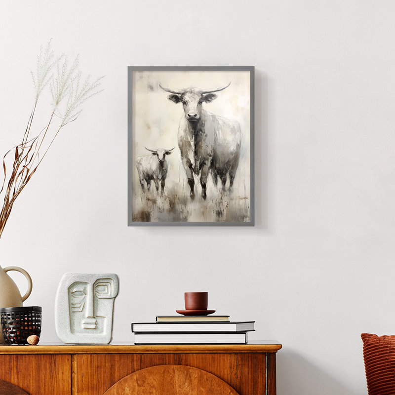 ANIMALS Series CCLxxvii - reproduction encadrée de qualité supérieure - prête à être accrochée - aucun clou requis, Gris