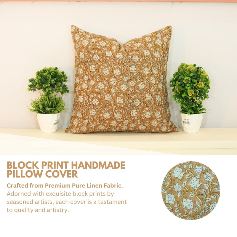 Housse de coussin en lin Hand Fabred, H 18 po x l 18 po