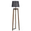 Lampe sur pied élégante Luro avec structure en bois sapin, finition noyer et noire, hauteur 67,0 pouces | Douille E27, 60 W maximum | Capuchon en tissu durable et peinture électrostatique séchée au four | Parfait pour les salons et les décors modern