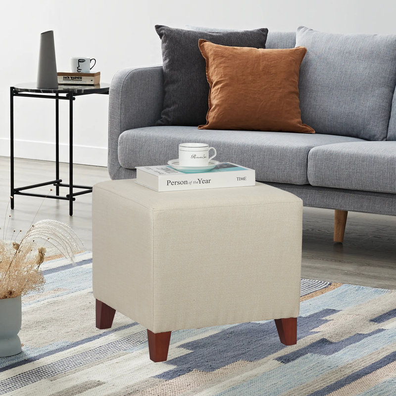 Moorhouse Upholstered Ottoman, Beige Linen Blend
