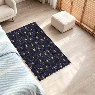 Tapis violet clair transparent lavable à la machine, étoiles et cercles dessinés
