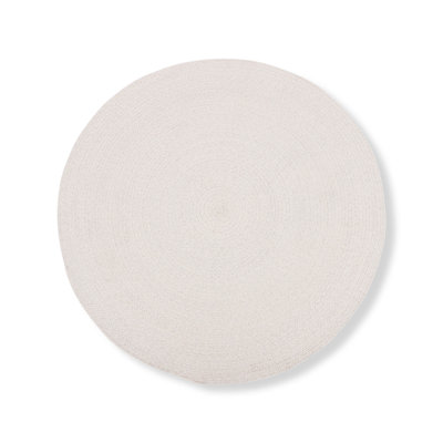 Tapis rond intérieur / extérieur blanc tissé à la main