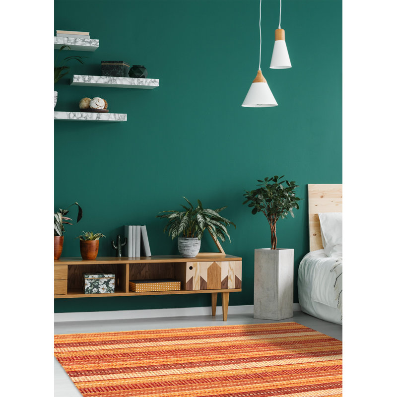 Tapis rouge foncé / brun clair en laine noué à la main