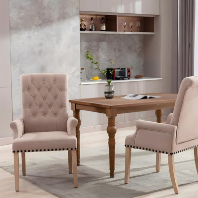 20.5'' H Tufted Linen Upholstered Armchair
