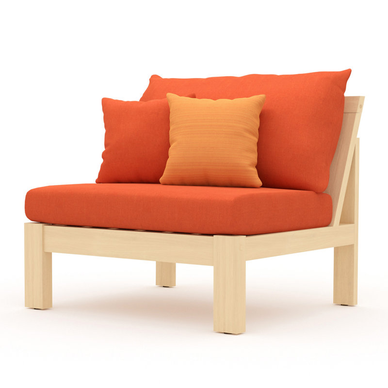 Chaise de patio avec coussins Sunbrella Sehrish, Tissage uni Sunbrella® palette Cayenne