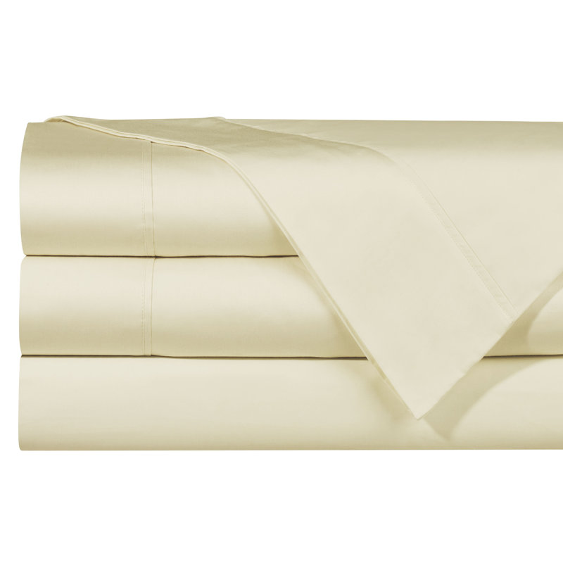  Ensemble de draps 100% coton à densité de tissage de 525 fils, Double, Beige