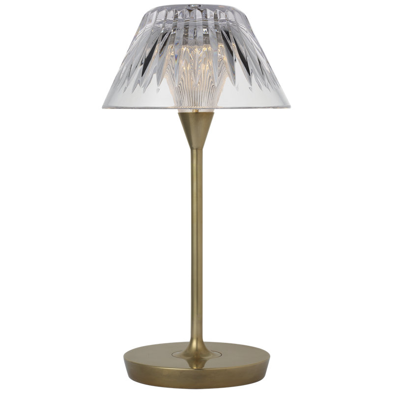 Waterford Blaze Rechargeable Table Lamp with Clear Crystal, 11.5" H x 5.75" W x 5.75" D, Gold