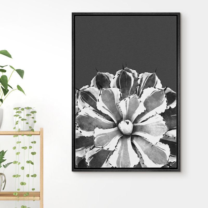 Idea4wall, reproduction d'art sur toile encadrée à deux tons, plante grasse, H 16 po x l 24 po x P 1,5 po, Noir