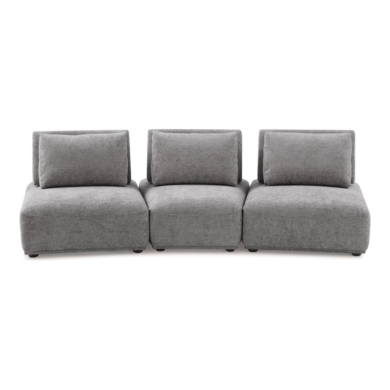Aukeem 3 - Piece Upholstered Sectional, Gray Polyester