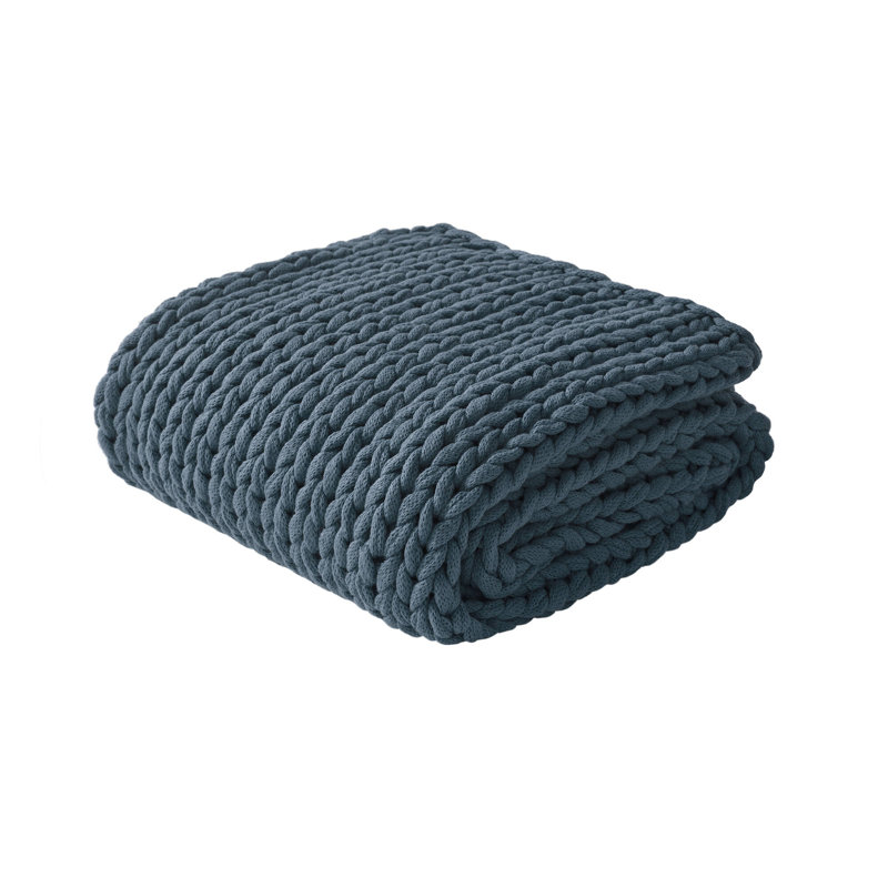 Jeté double tricoté à la main Friesen, Indigo