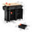 Kitchen Island Cart with Storage, 43.58 in Wide Mobile Rolling Storage Island on Swivel Wheels, with 2 Drawers, Storage Cabinet, Drop Leaf, Spice/Towel Rack, Table for Home Dining Room, Black-1840112093