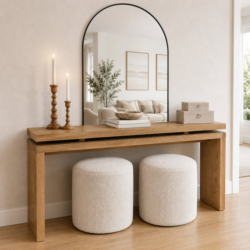 60" Farmhouse Console Table – Solid Wood & MDF Entryway Table(Antique Brown), Antique Brown