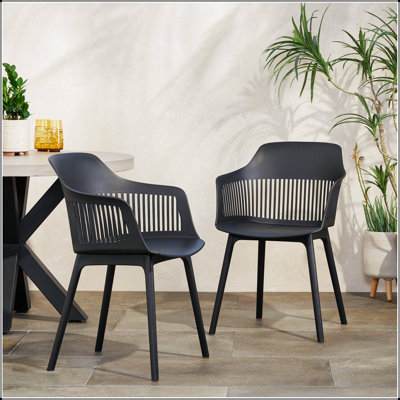 Ensemble de chaises d'extérieur DAHLIA avec mélange de plastique résistant aux intempéries, durable et élégant pour le patio et le jardin