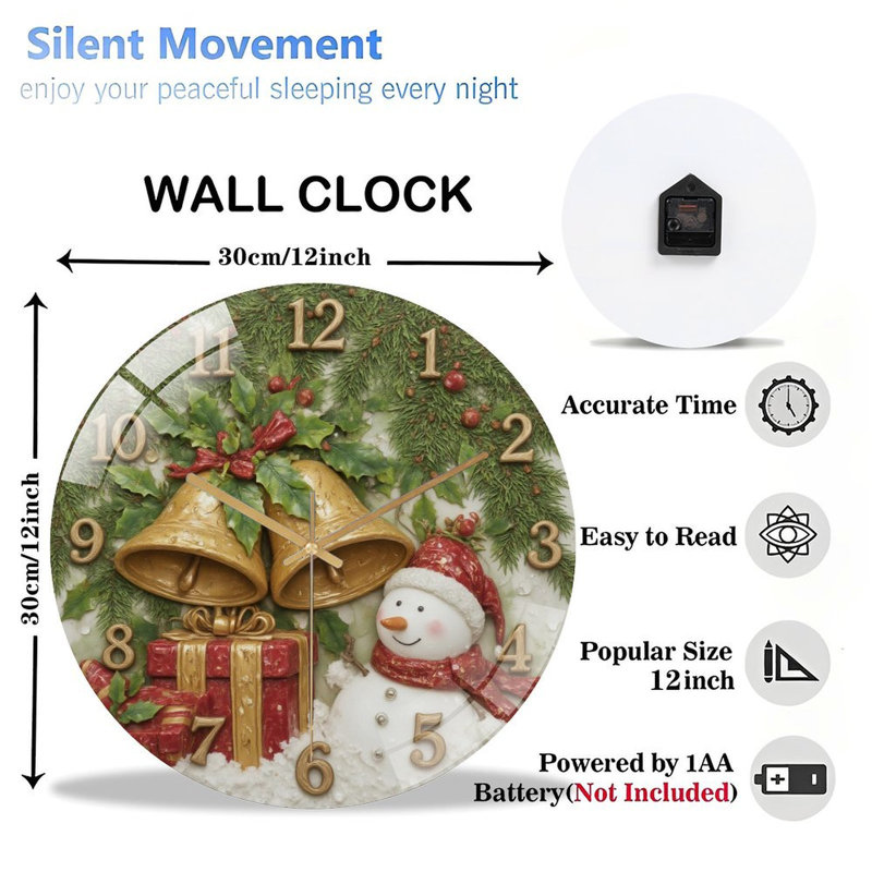 Horloge murale de Noël 12 po