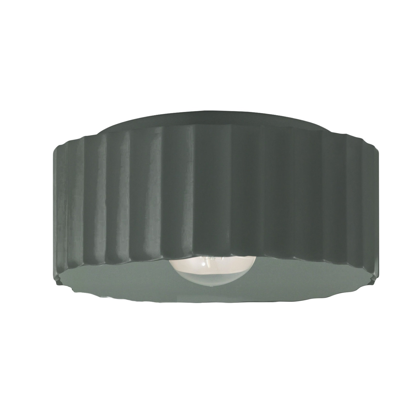 Colgate Single Light Ceramic Flush Mount, Pewter Green, 6.5" H x 13" W x 13" D