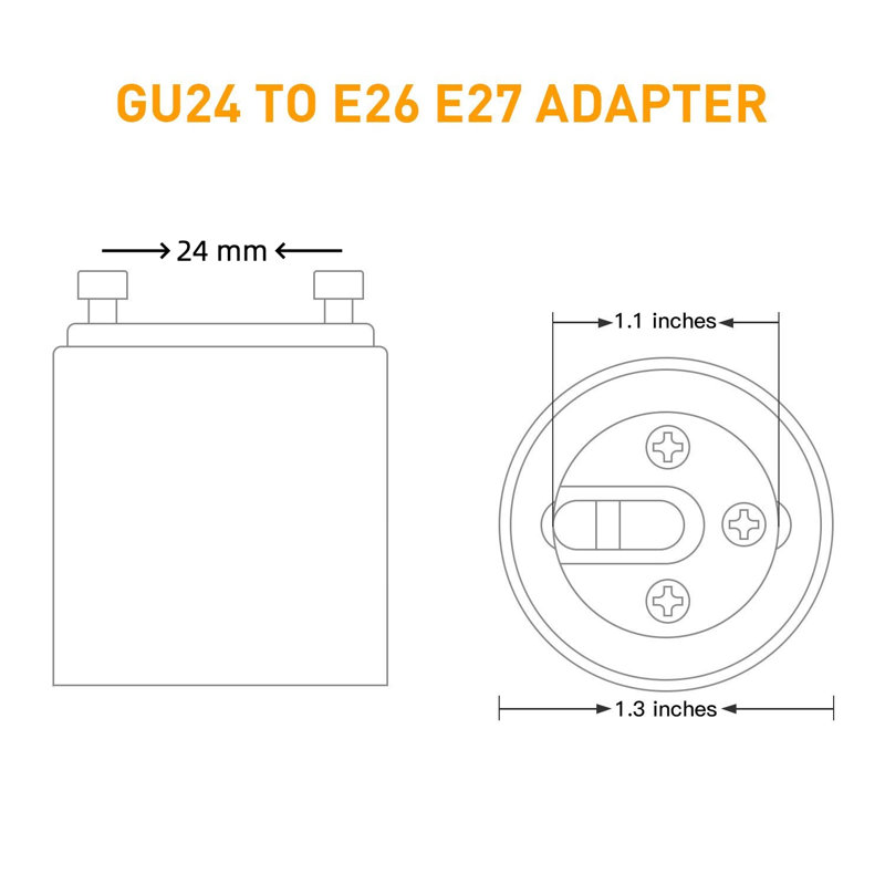 5-Pieces GU24 to E26/E27 Socket Adapters