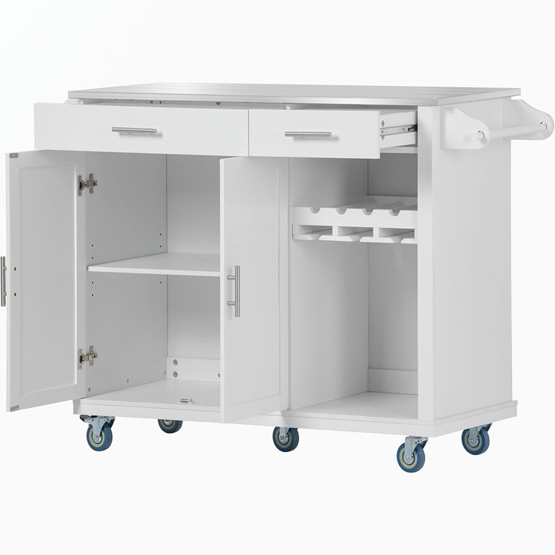 Îlot de cuisine avec tiroirs mm brun, Blanc