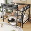 Lit mezzanine double en métal avec tablettes de rangement-63081487-63081480