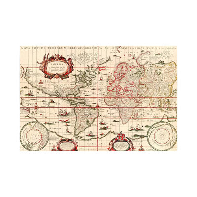 Antique World Map (Blaeu, Willem Janszoon, 1606) by Unknown Artist - Wrapped Canvas Print