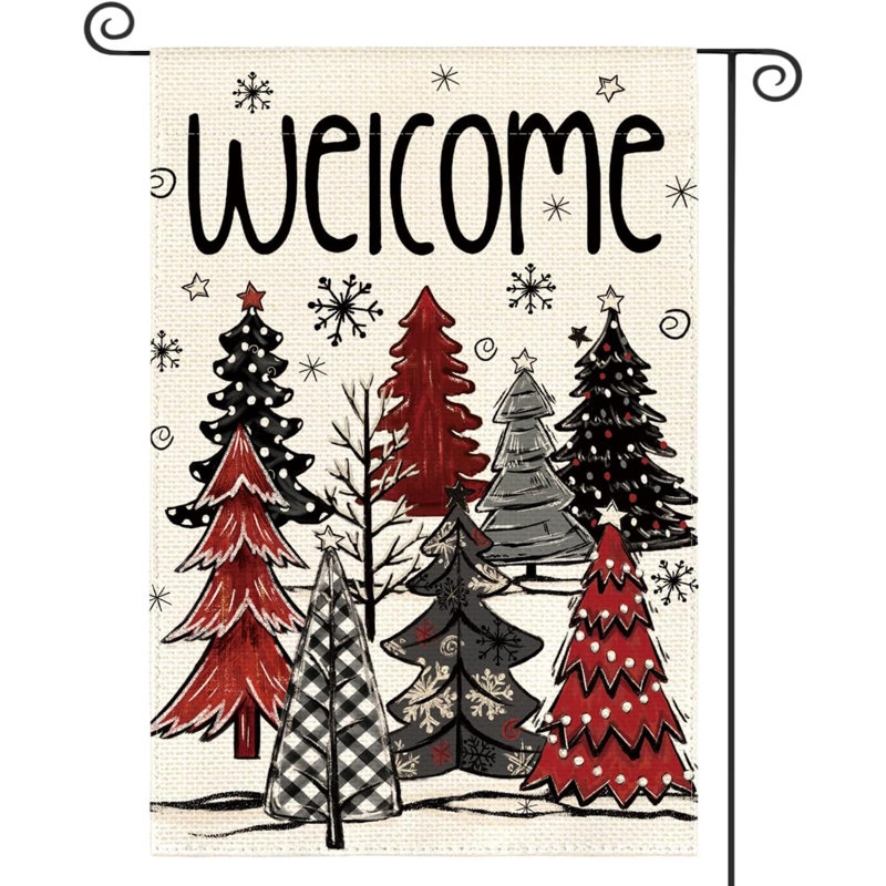 Drapeau de Noël arbre de jardin 12 x 18 pouces à double face à l'extérieur, drapeau de Noël pour l'hiver