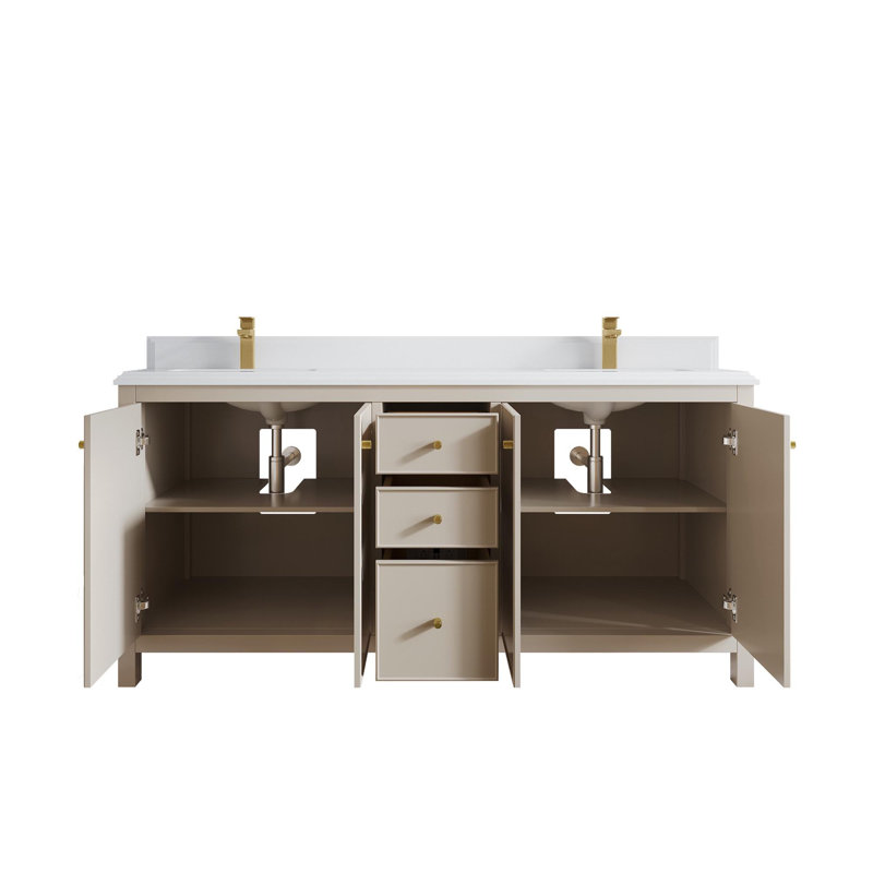 Meuble-lavabo double 72 po avec plateau Chicago, Blanc