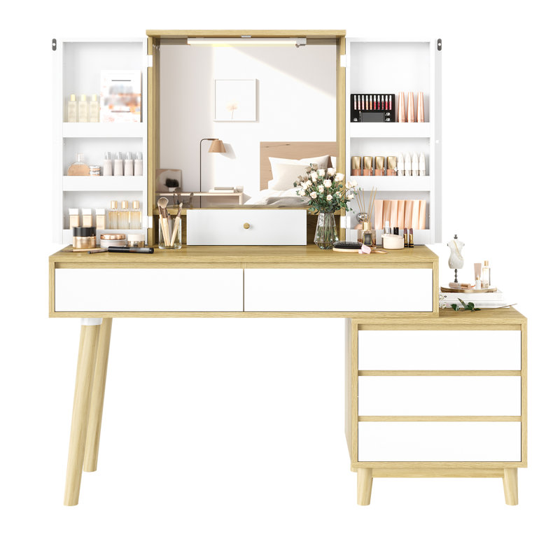 Bureau de coiffeuse Larget avec miroir lumineux