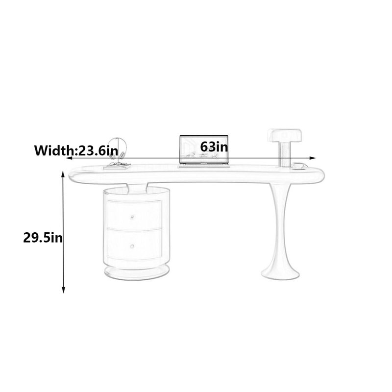 Bureau Luxe Luxe, H 29,5 po x l 63 po x P 23,6 po