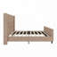 Corduroy Upholstered Bed Frame with Vertical Stripe Wingback and High Footboard-1103818201-1103818200