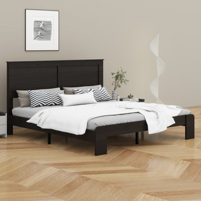 Structure de lit plateforme silencieuse en bois avec rangement généreux sous le lit, aucun sommier nécessaire