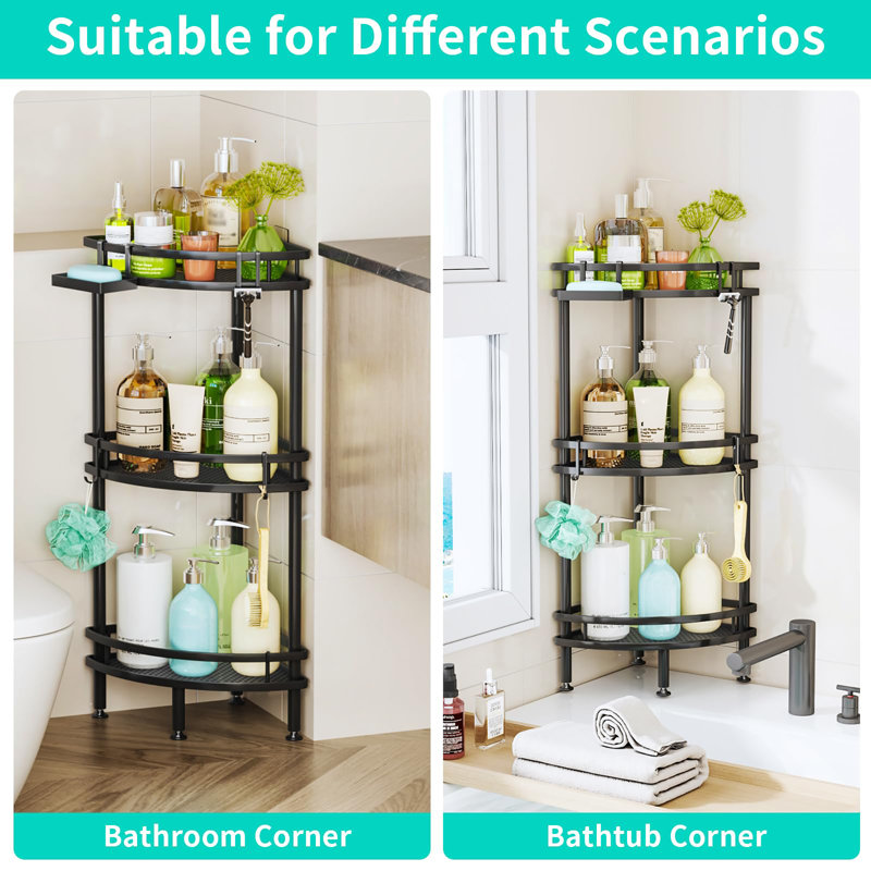 Freestanding Stainless Steel Shower Caddy, Black