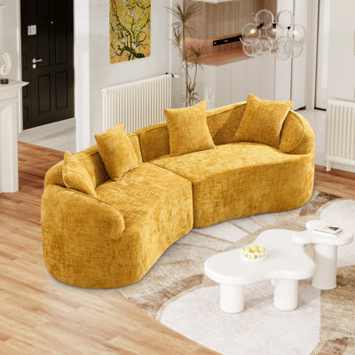 Boneless 2-Piece Curved Compressed Sectional Sofa, Symmetrical Modular Design