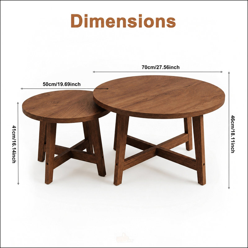 Tables basses gigognes modernes avec structure en X, tables d'appoint empilables peu encombrantes pour le décor du salon.