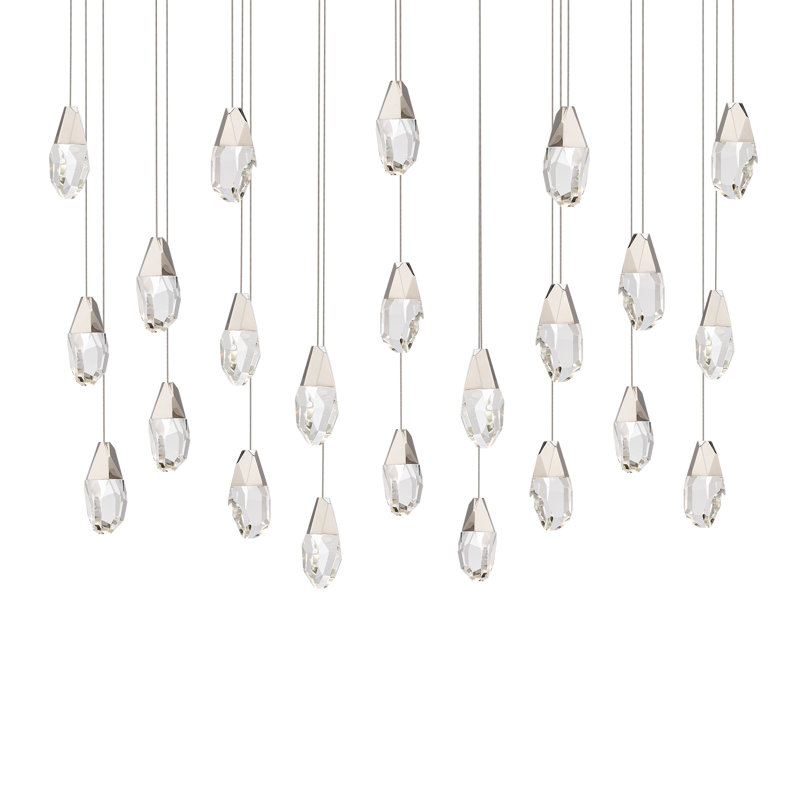 Martini 23 Light Crystal LED Multi-Light Pendant, Polished Nickel, Clear