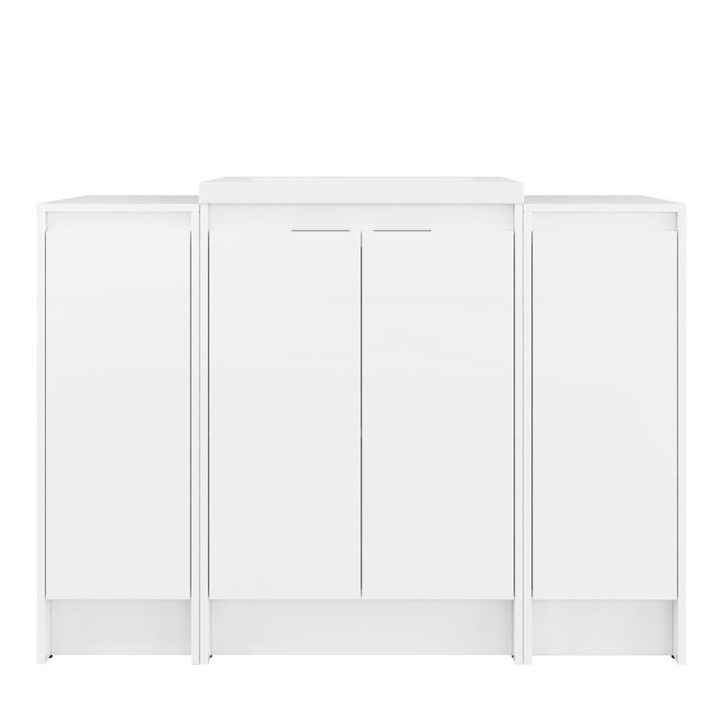 Meuble-lavabo autoportant de 48 po avec lavabo en résine, 2 coins de rangement, charnières de porte à fermeture en douceur, contreplaqué blanc brillant, sections de stratégie d'organisation, plan de clôture