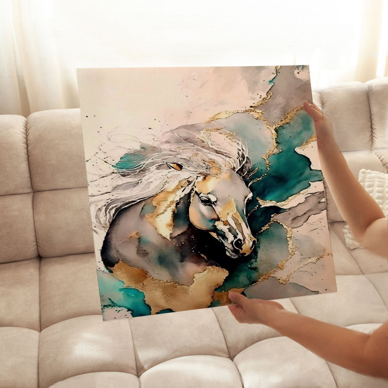 Reproduction d'art équidé, H 20 po x l 20 po