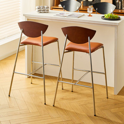 Chaise d'appoint à dossier bas en noyer (ensemble de 2)