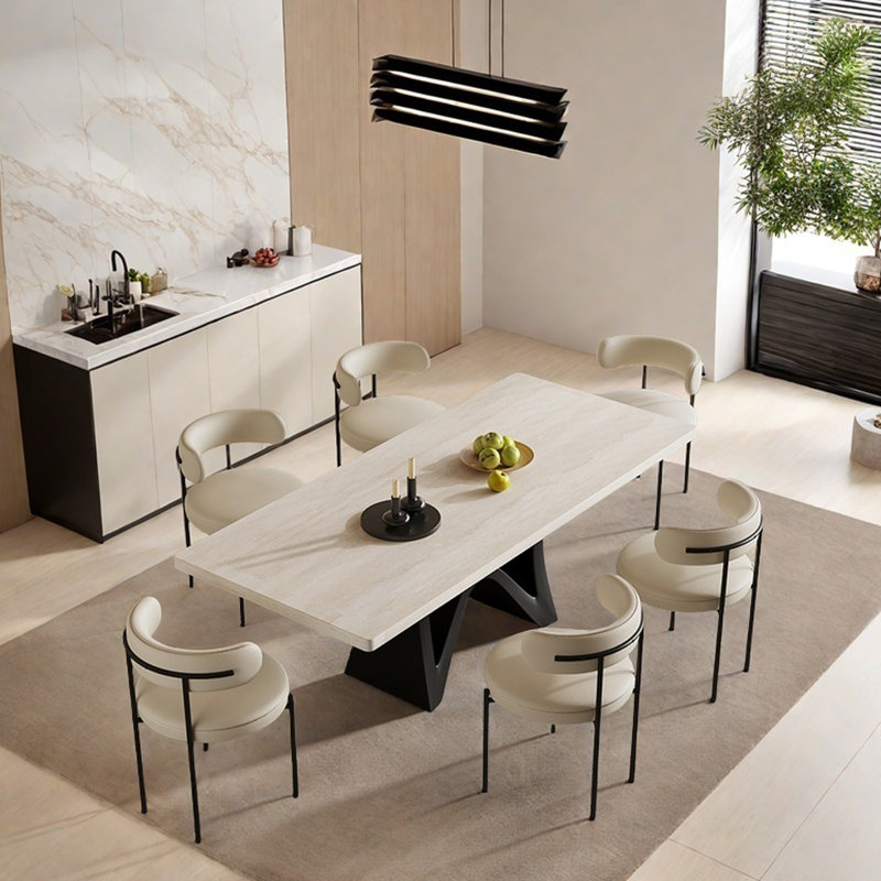 Modern Light Luxury Rock Slab Rectangular Table, 30.7"H x 70.86"L x 35.43"W