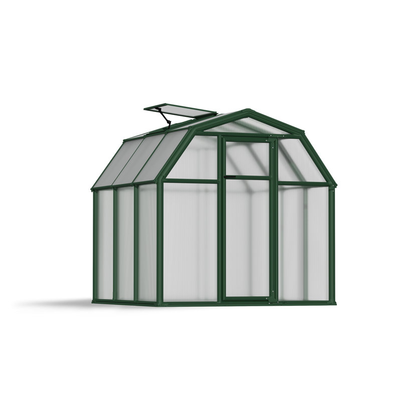 Palram - Canopia EcoGrow 2 - 6' W x 6' D Walk-In Hobby Twin Wall Polycarbonate Resin Frame Greenhouse Kit with Roof Vent - Green