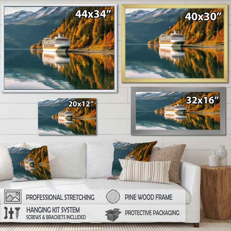 Croisière à couper le souffle en Alaska - Art mural Alaska, H 12 po x l 20 po x P 1 po, Toile tendue