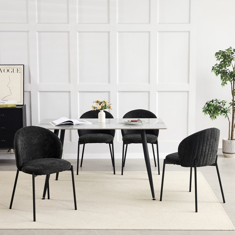 Fabric Upholstered Side Chair in Black