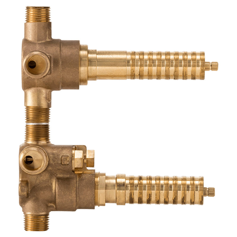 2-Handle Thermostatic Rough Valve With 3-Way Diverter, Discrete