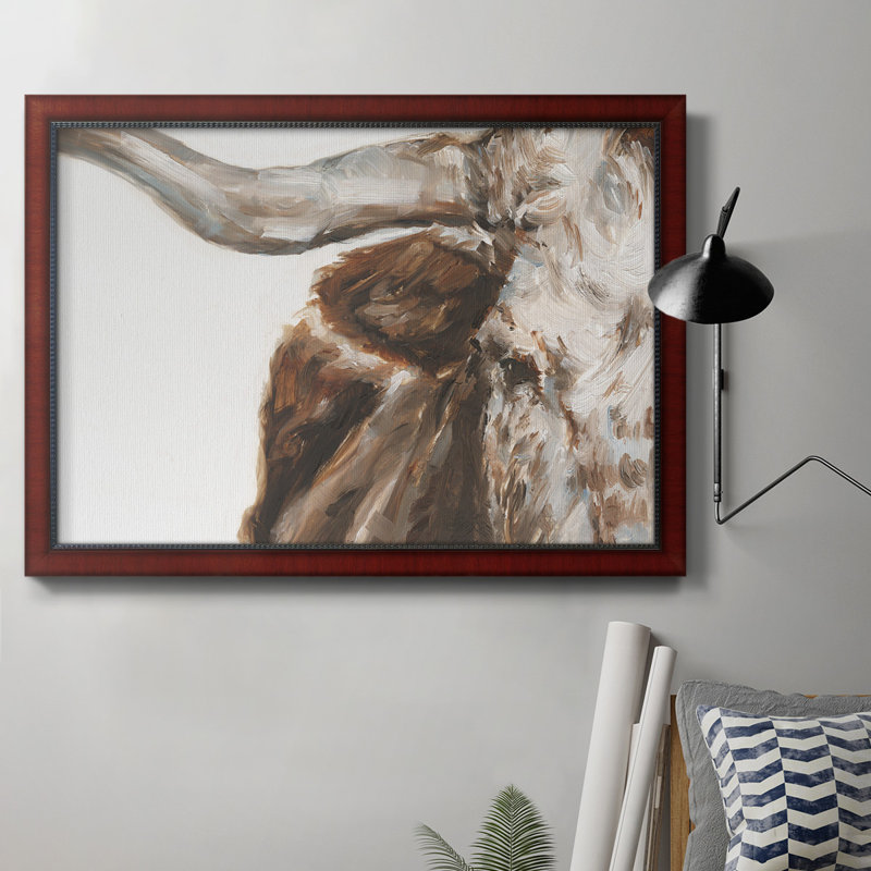 " Steer Clear I " Painting Print, 16" H x 20" W x 2.5" D, Brown Framed Canvas